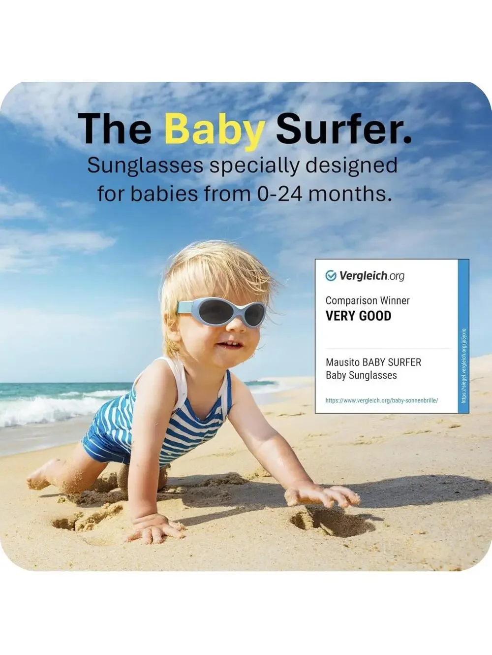 Mausito Baby Boy UV Protection Sunglasses Blue Strap Water Resistant EUC